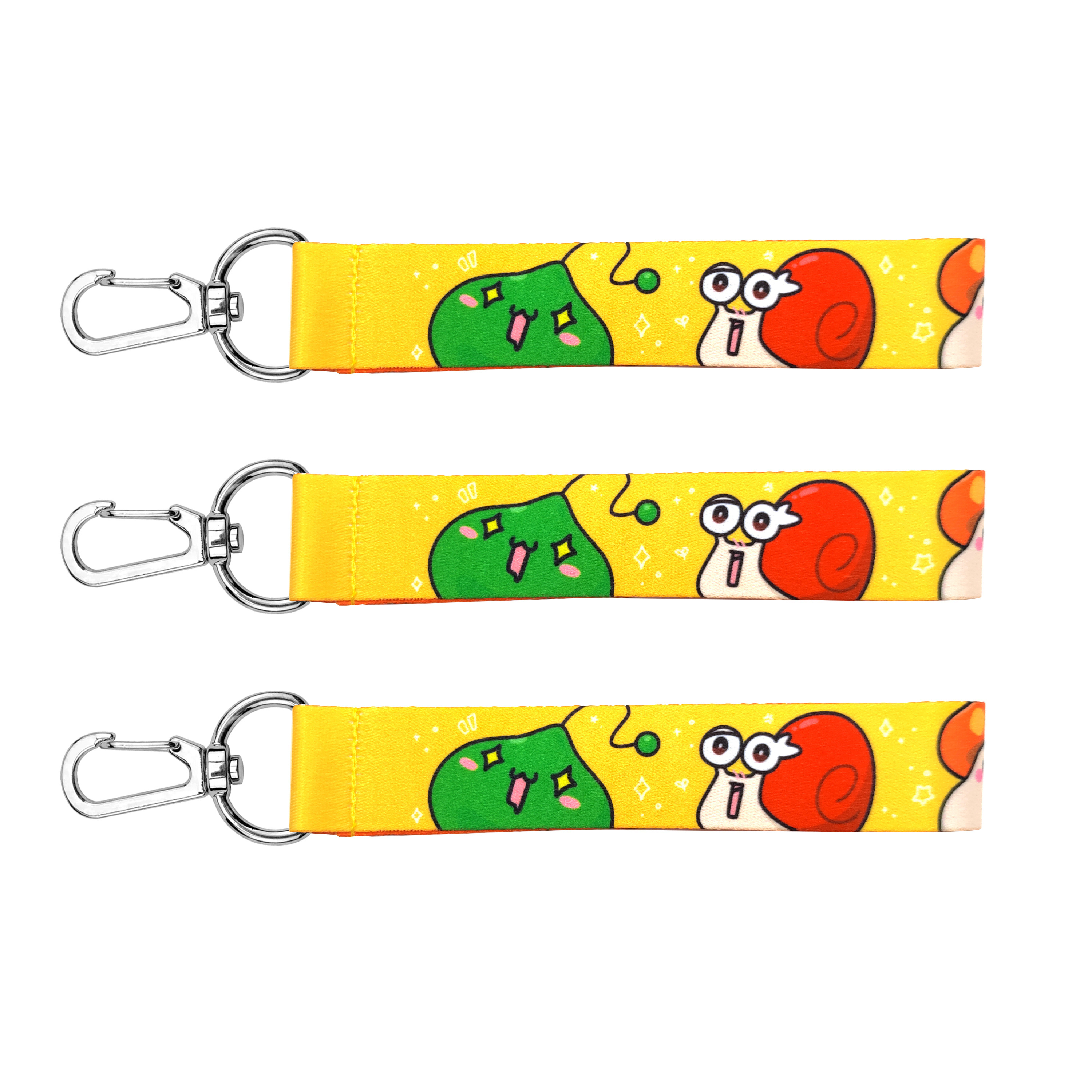 Wholesale bulk designer polyester cute cartoon short wrist strap sublimation wristlet anime lanyard keychain with logo custom