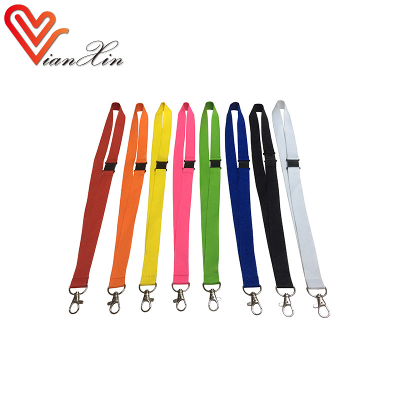 Different Colors Blank Plain Lanyards with Logo Custom with Trigger clip and Breakaway In Stock