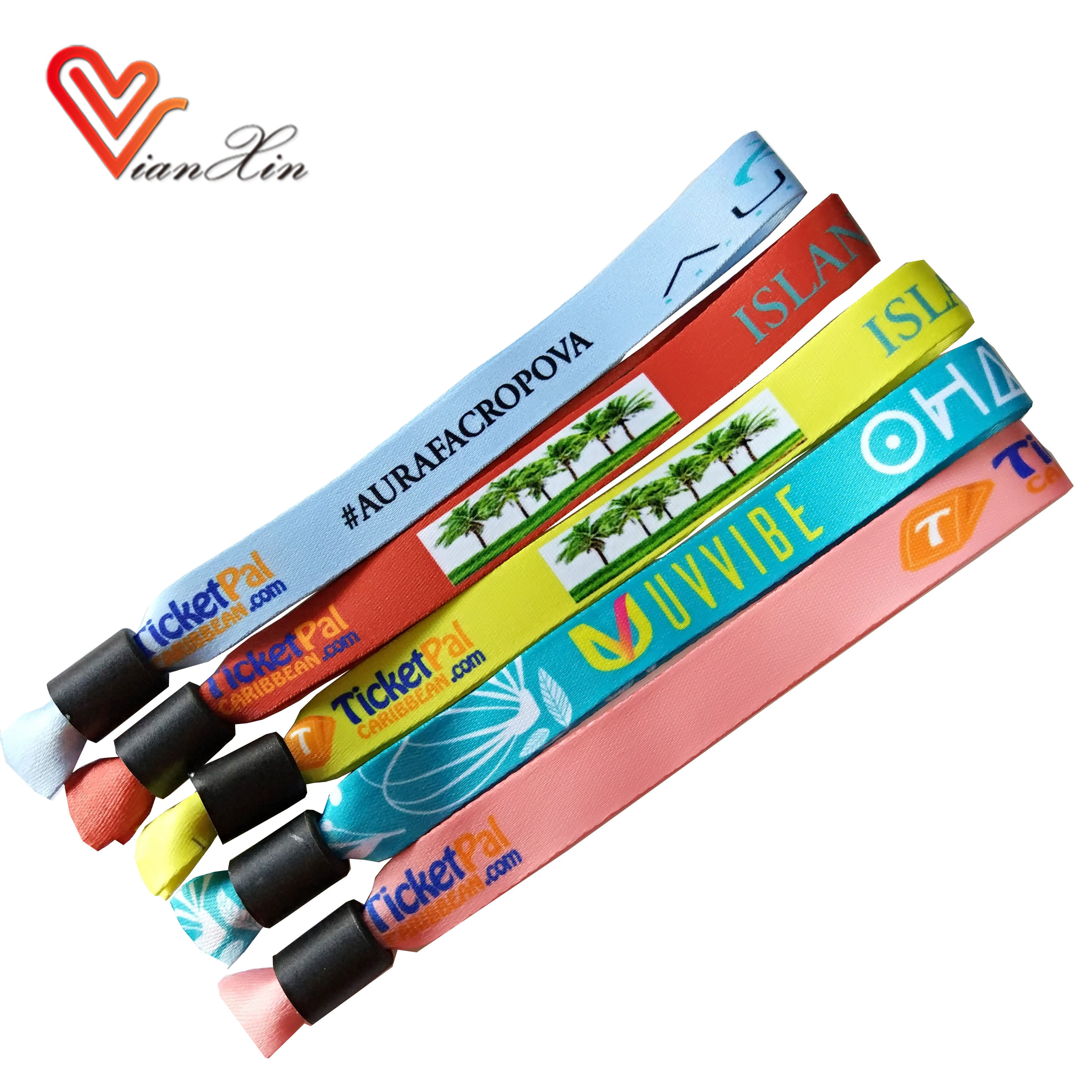 Promotion High Quality Event Festival Wristbands/Woven Polyester Bracelets/Fabric Heat transfer printing Wrist bands