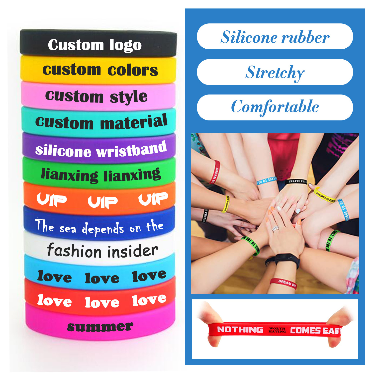 Cheap New Bracelets Silicone Wrist Bands Wristband Bracelets for Festival Custom Logo Silicone Bracelet Unisex BANGLES Silicon