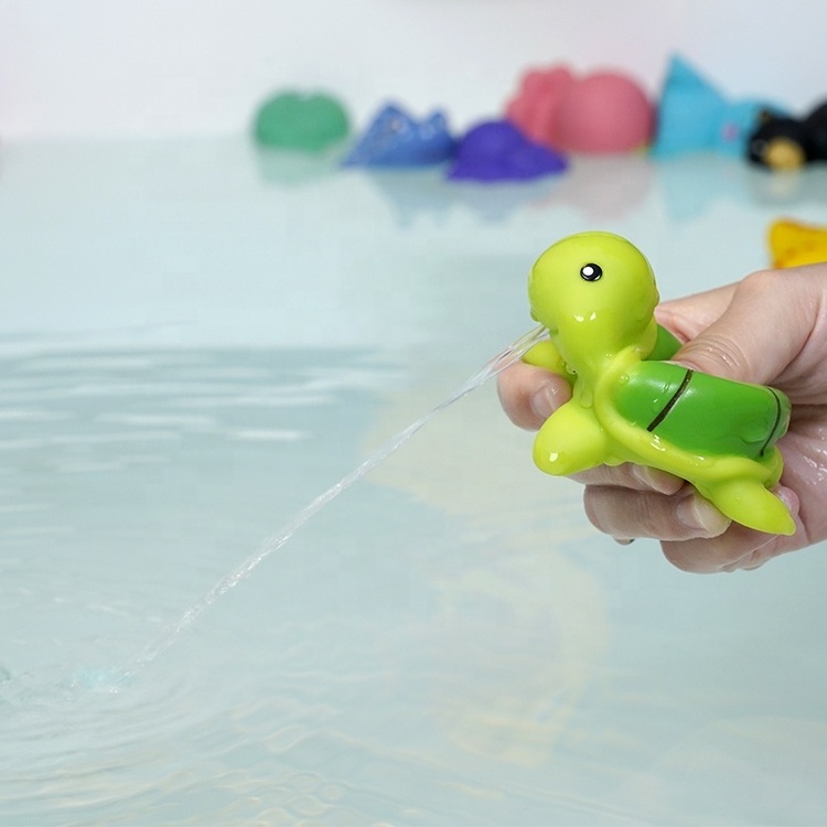 Bulk Cartoon Child Rubber Bath Toy Animal Toddler Baby Bathtub Squirter CPC Mold Free Bathroom Shower Sea Animal Bath Toy