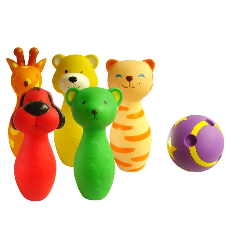 Plastic Cartoon Animal Bowling Set Children Play Game Mini Bowling Ball Indoor Sports Intelligent Kids Toys