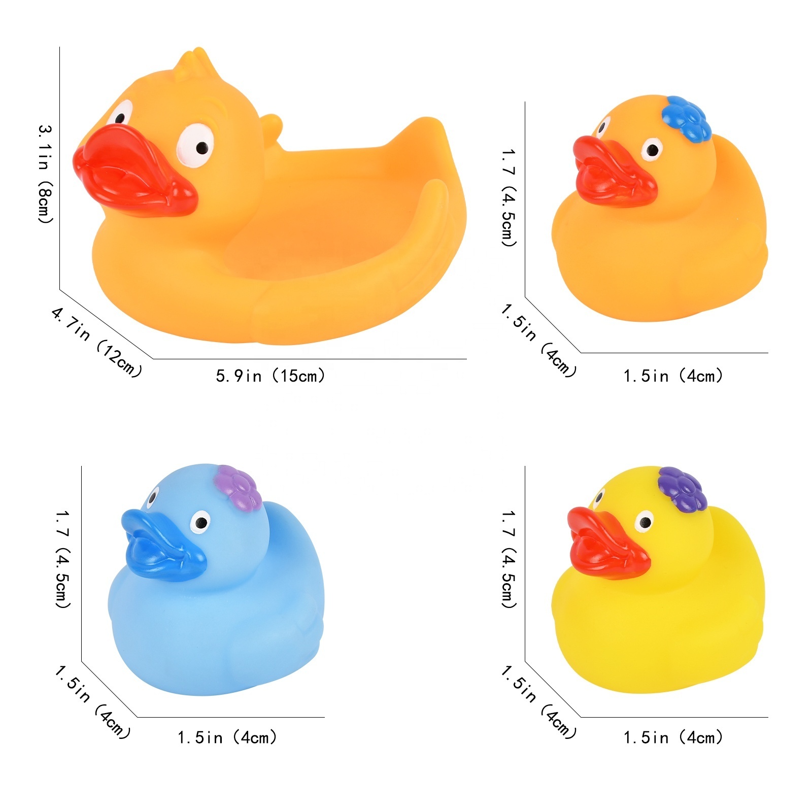 Eco Friendly Rubber Duck Other Toys Kid Cartoon Family Set Toys Animal Float Baby Bathtub Bathroom Time Shower Light up Bath Toy