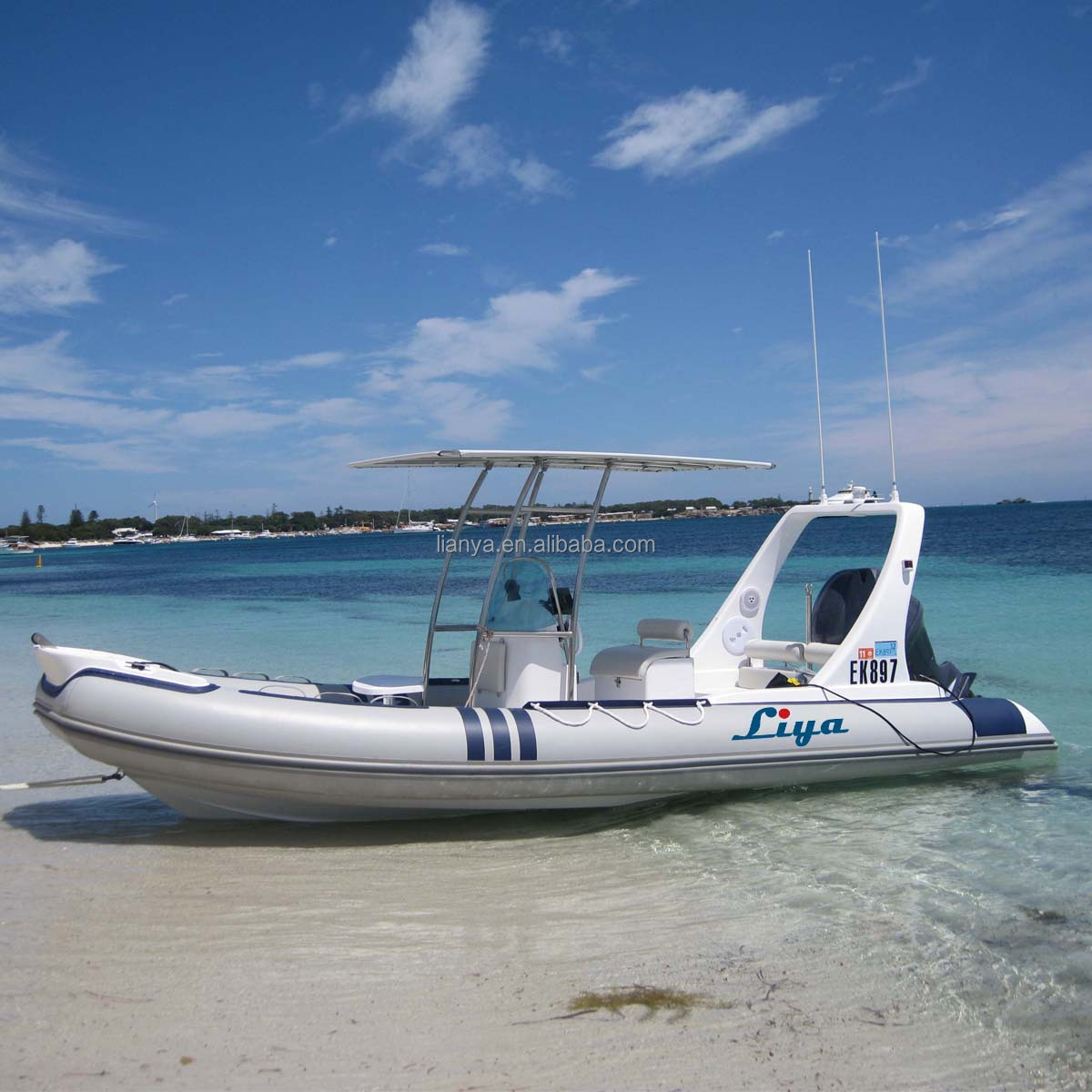 Liya 6.2m rib hypalon boat inflatable motor boat fiber glass bottom boats for sale