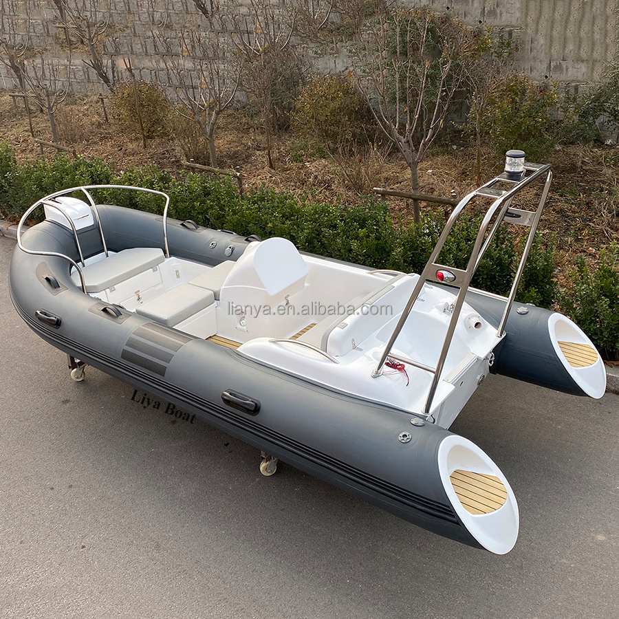 Liya luxury 4.3m 14ft small rigid inflatable boat pontoon fishing boat with center console