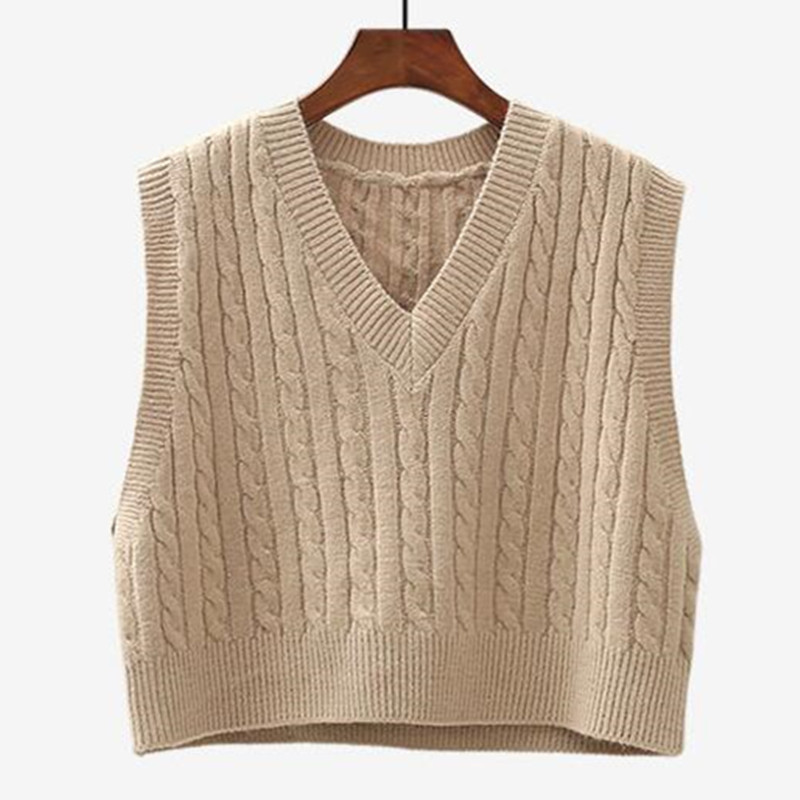 Vest Women Autumn Winter Short Loose Knitted Sweater Vest Ladies Pullover Jumper Tops School Girls Waistcoat Female Outerwear