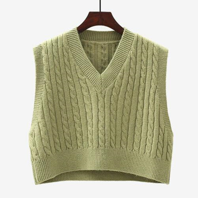 Vest Women Autumn Winter Short Loose Knitted Sweater Vest Ladies Pullover Jumper Tops School Girls Waistcoat Female Outerwear