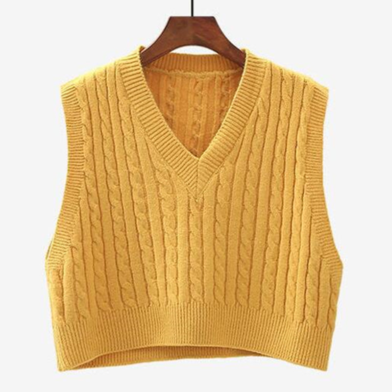 Vest Women Autumn Winter Short Loose Knitted Sweater Vest Ladies Pullover Jumper Tops School Girls Waistcoat Female Outerwear