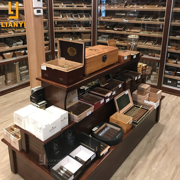 Smoke Shop Furnitures Supplies Wooden Display Cabinet for Cigar Display