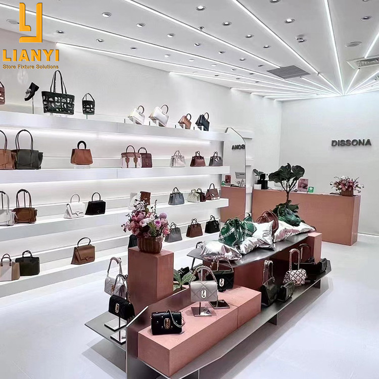 Popular Ladies Purse Stand Handbag Store Display Furniture Design For Decoration