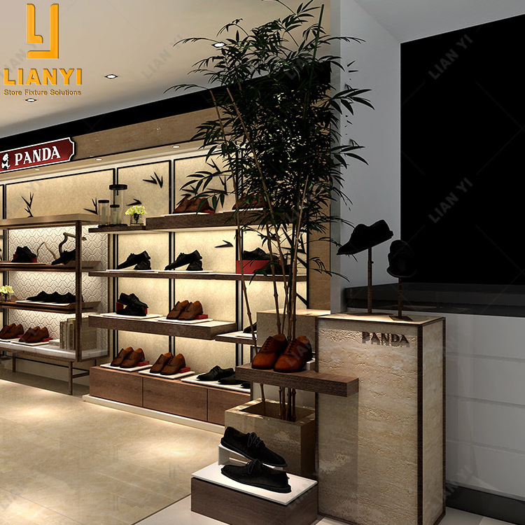 Wholesale Fashion Brand Shop Shoe Display Showcase Furniture Wall Mounted Shoe Display