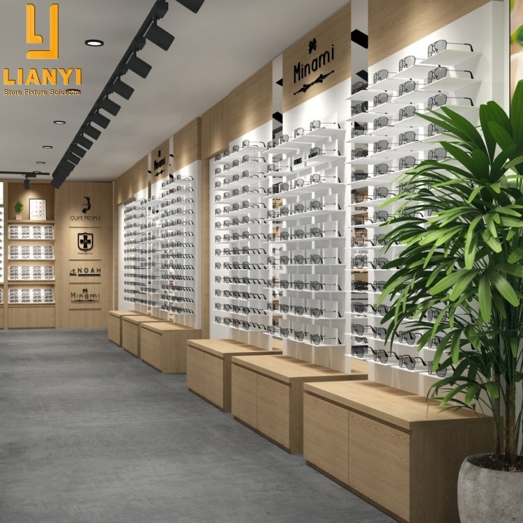 Wall Optical Display Cabinet Factory Direct Made Wooden Sunglasses Display Rack for Glasses Store