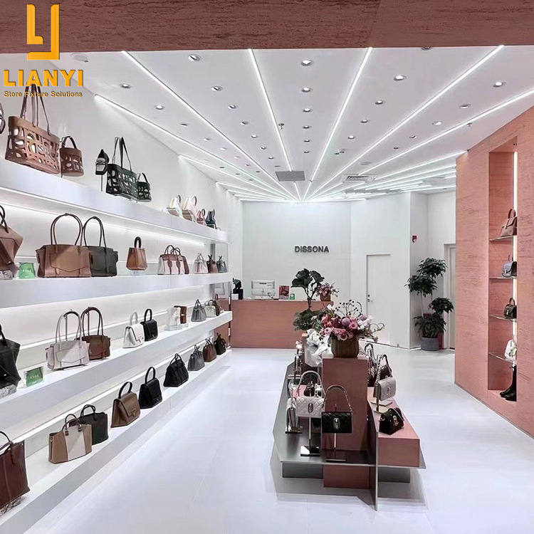 Popular Ladies Purse Stand Handbag Store Display Furniture Design For Decoration