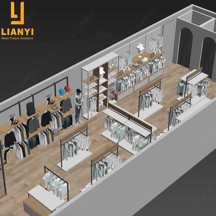 Retail Garment Store Display Ideas Boutique Wall Mounted Set Clothing Racks Display