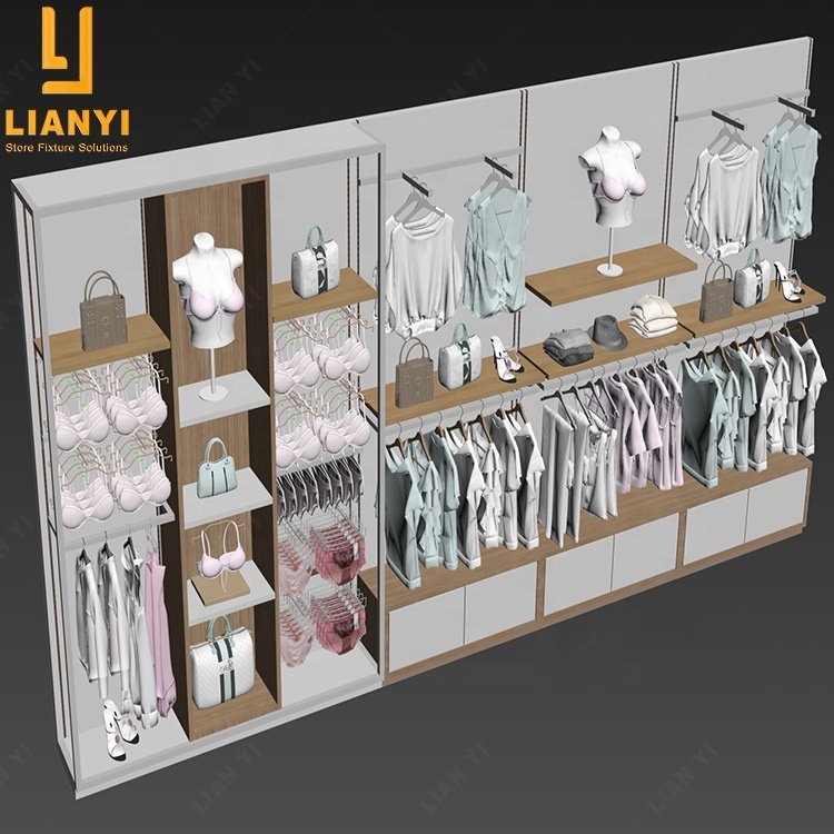 Retail Garment Store Display Ideas Boutique Wall Mounted Set Clothing Racks Display