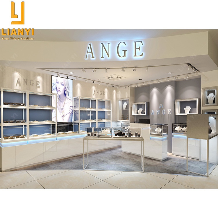 Shopping Mall Store Silver Jewelry Kiosk Design Display Counter for Jewelry