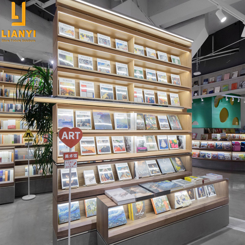 Retail Book Magazine Store Furniture Design Good Quality Bookshop Display Stand Shelf