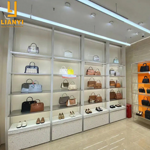 Beautiful Double Handbag and Shoe Retail Store Display Furniture Design Bag Display Shelves For Wall Handbag Display