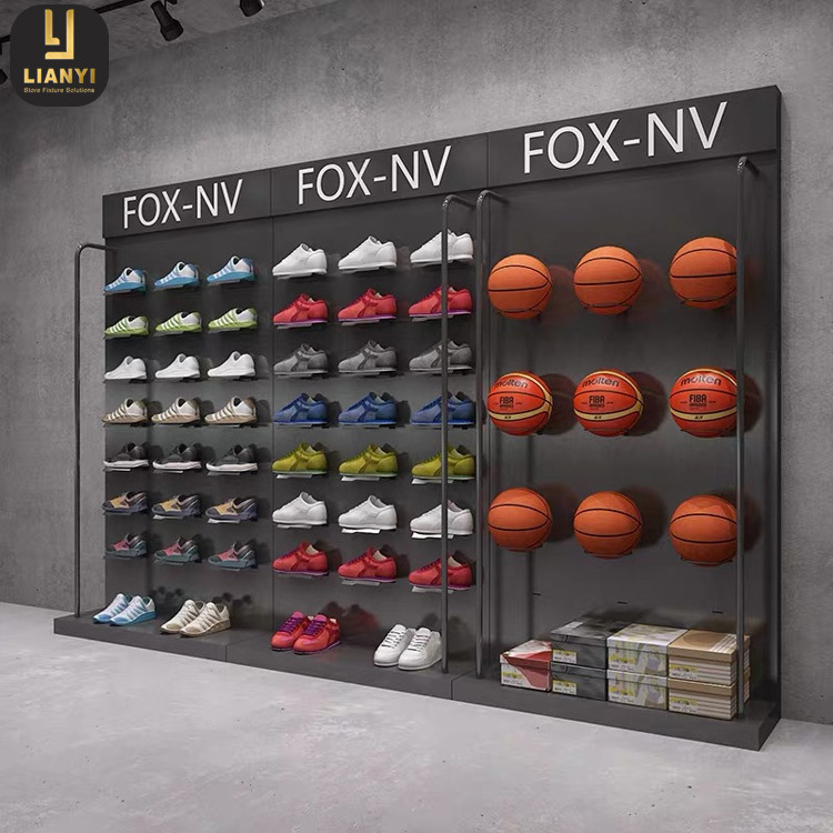 Fashion Sport Shop Showcase Shoe Wall Mounted Sneaker Shelves Rack Display