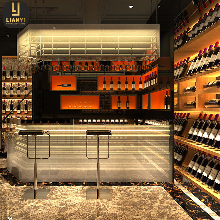 Wine Display Wall Shelving OEM Winery Liquor Store Interior Design