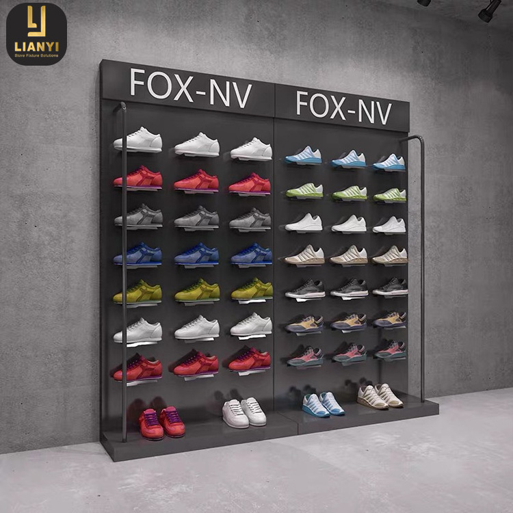 Fashion Sport Shop Showcase Shoe Wall Mounted Sneaker Shelves Rack Display