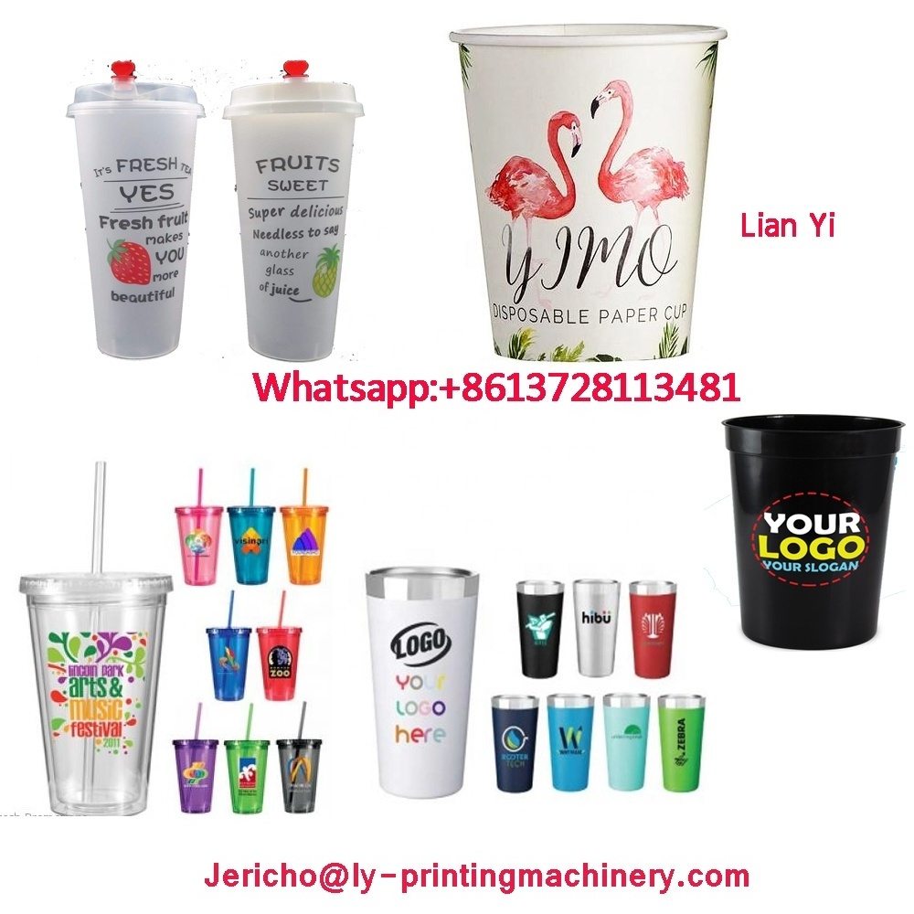 Kuwait plastic cup paper cup logo 4 color screen printing machine