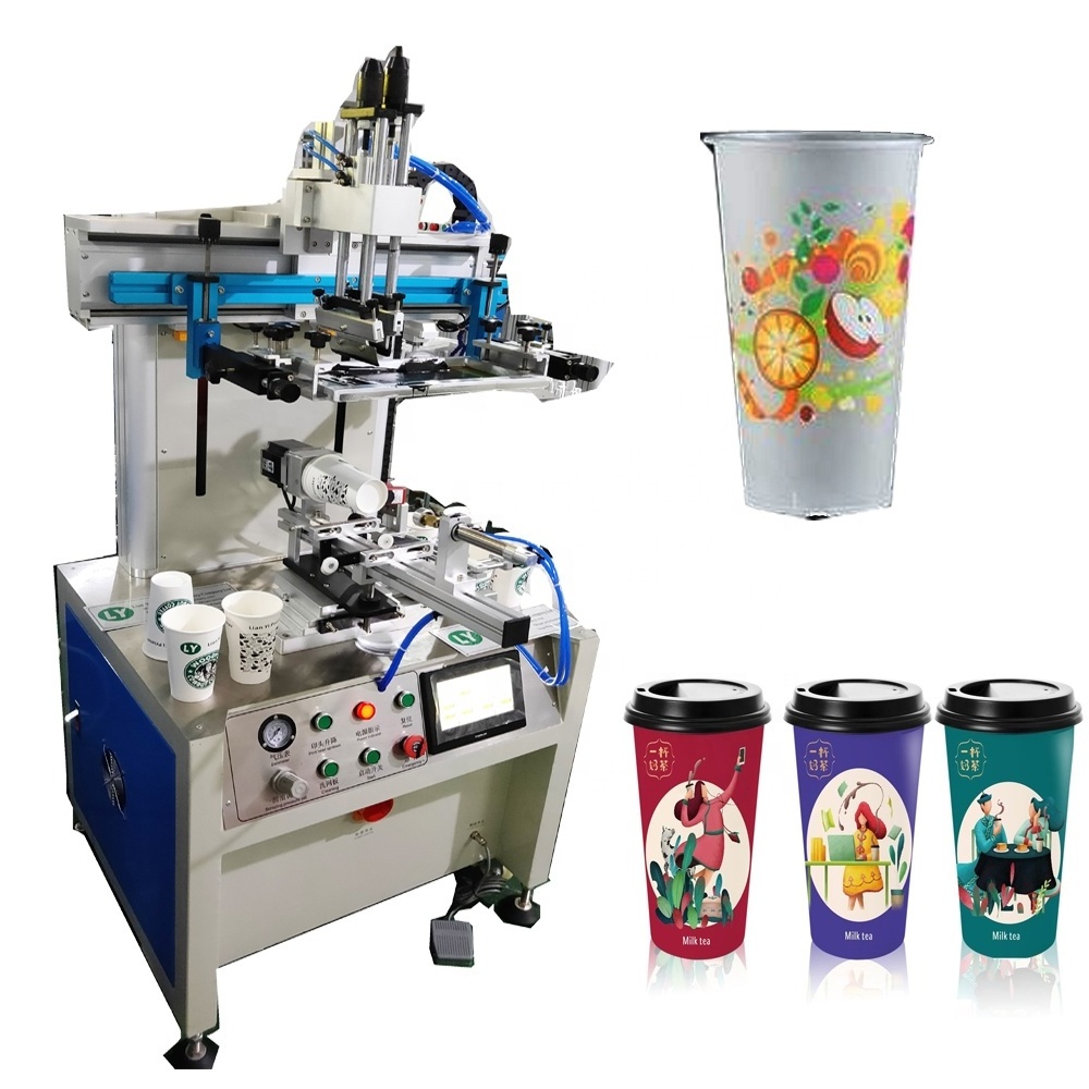 Kuwait plastic cup paper cup logo 4 color screen printing machine