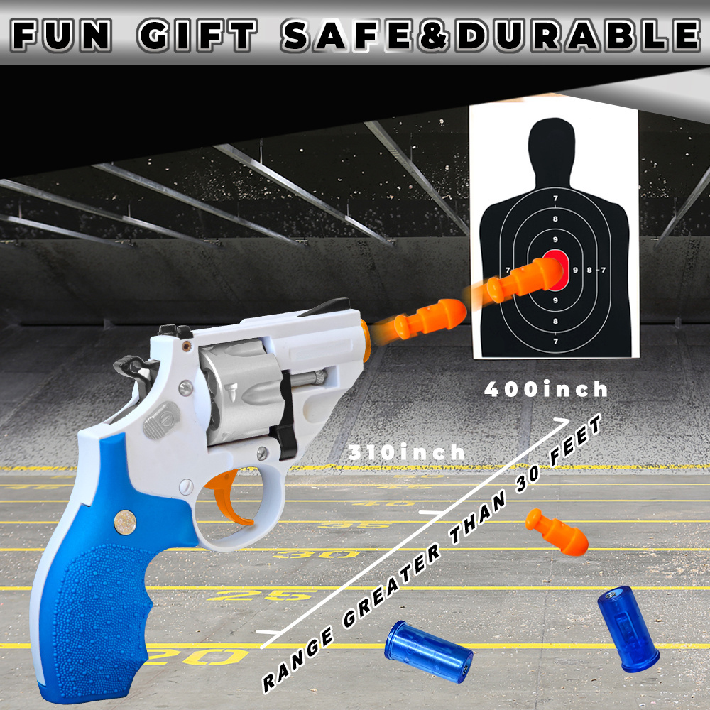 Sky Marshal Revolver Blaster Toy Gun Soft Bullet Gun Burst Simulation Metal Alloy Can Launch Children's Toy Small Pistol