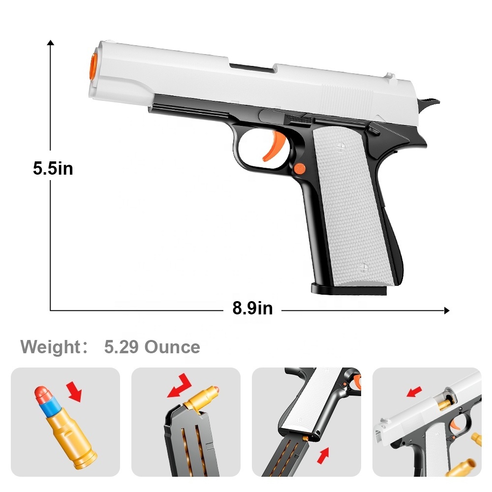 1911 Soft Foam Blaster Toy Gun Shell Ejecting Soft Bullet Toy Gun For Adults Kids Foam Darts Blasters Small Pistol Outdoor Play