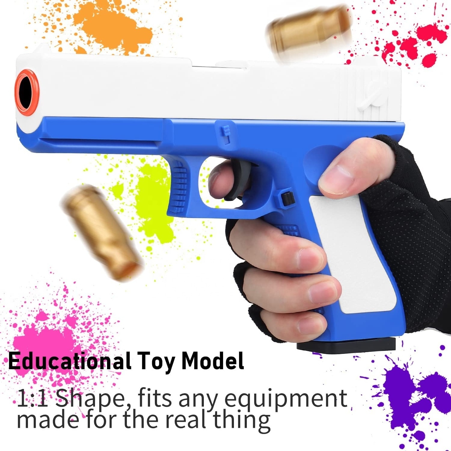 1911 Soft Bullet Blaster Toy Shooting Gun Shell Ejection Foam Darts Pistol Manual Airsoft Gun With Silencer For Kids CS Black