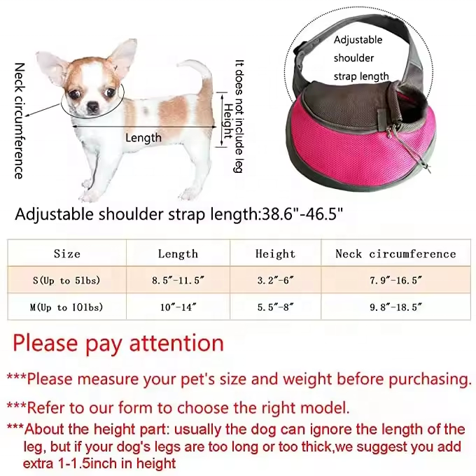 Large Capacity Waterproof Dog Poop Bag Pet Sling Carrier Sling Carrier for Dogs Cats