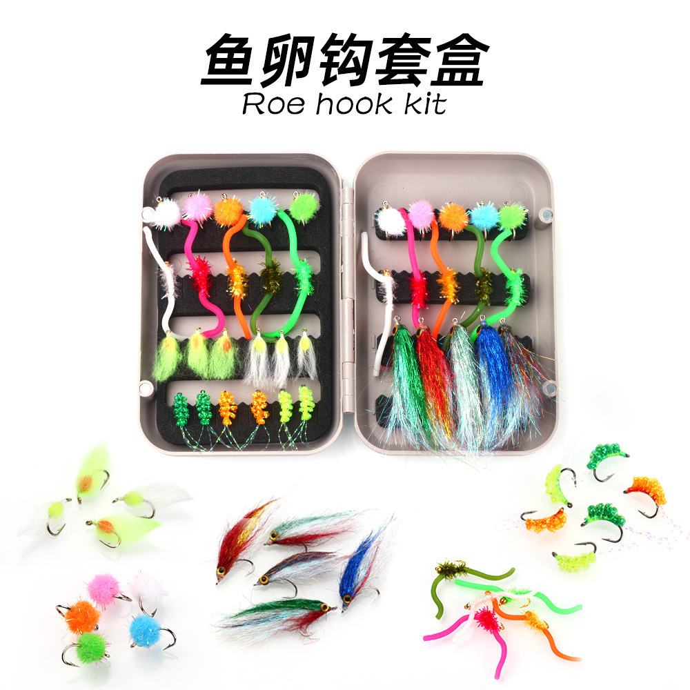 Fish egg fly hook set, bionic fly bait, hairy hook