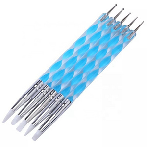 Colorful Rhinestone Decoration Nail Art Painting Brush Kit Steel Dotting Nail Art Painting Pen Nail Dotting Pen