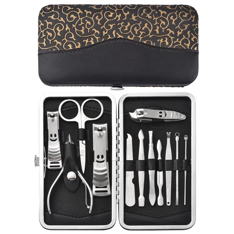 High quality Stainless Steel 12Pcs Manicure Set Pedicure Set With Case Nails Clipper Kit 12Pcs/set