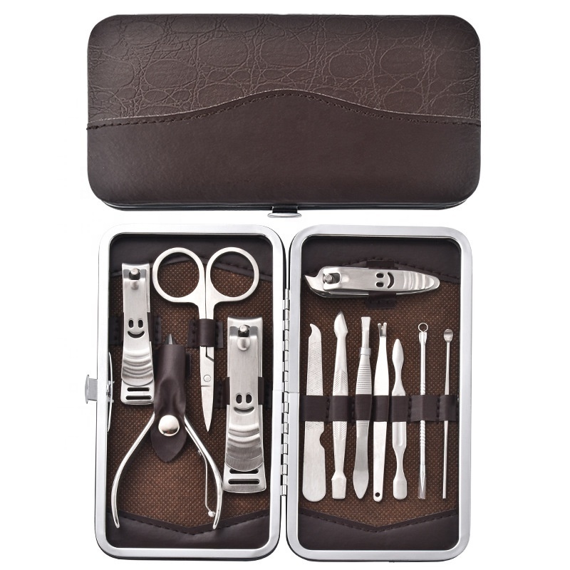 High quality Stainless Steel 12Pcs Manicure Set Pedicure Set With Case Nails Clipper Kit 12Pcs/set