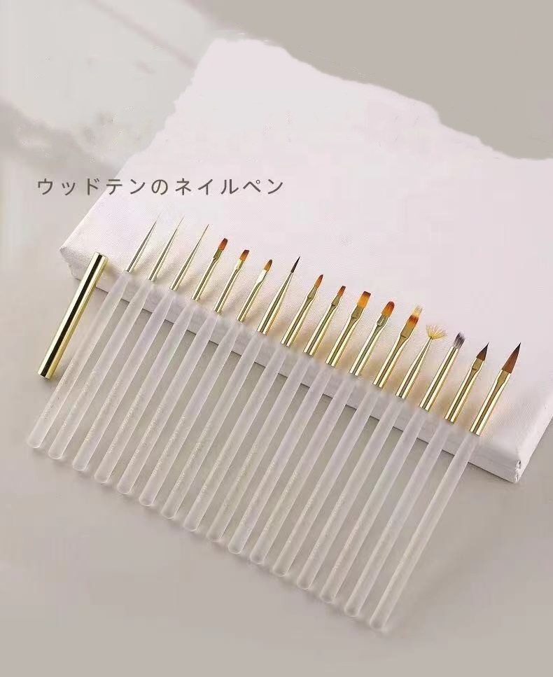 New Painting Brush Nail Art UV Gel White Handle Draw Pen Gel Nail Polish Painting Transparent Frosting Rod Manicure Brush Set