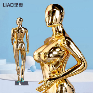 Golden chromed color plus size mannequin female full-body Sexy Girl Big Bust Ass plastic dummy model for store window display