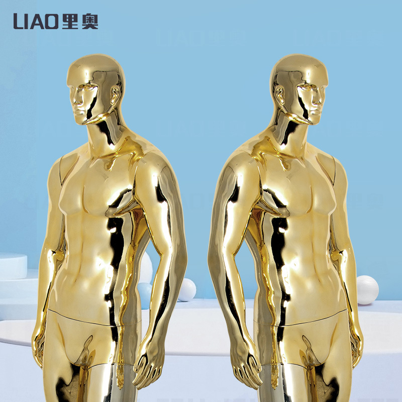 High glossy Gold Chrome Mannequin male large size Electroplating muscle dummy For Apparel Display