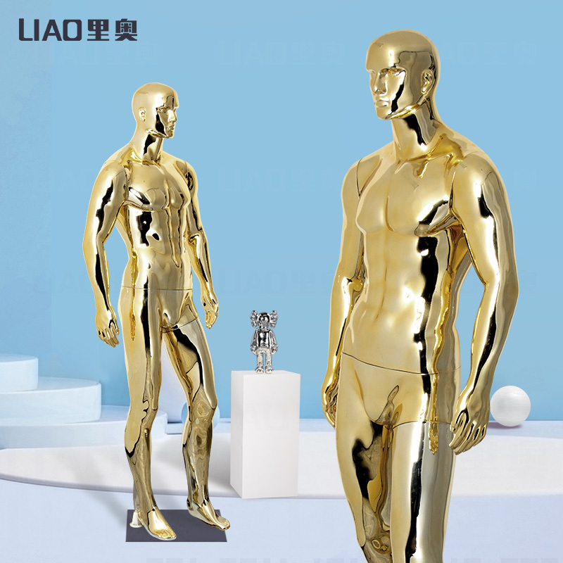 High glossy Gold Chrome Mannequin male large size Electroplating muscle dummy For Apparel Display