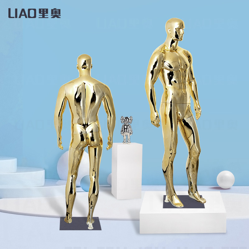 High glossy Gold Chrome Mannequin male large size Electroplating muscle dummy For Apparel Display