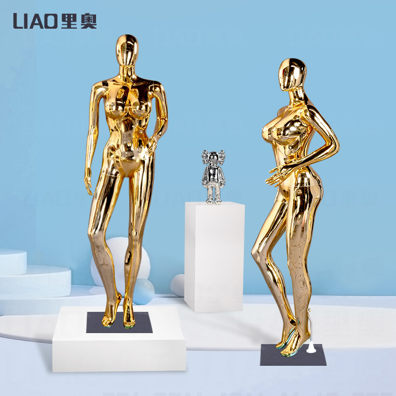 Golden chromed color plus size mannequin female full-body Sexy Girl Big Bust Ass plastic dummy model for store window display