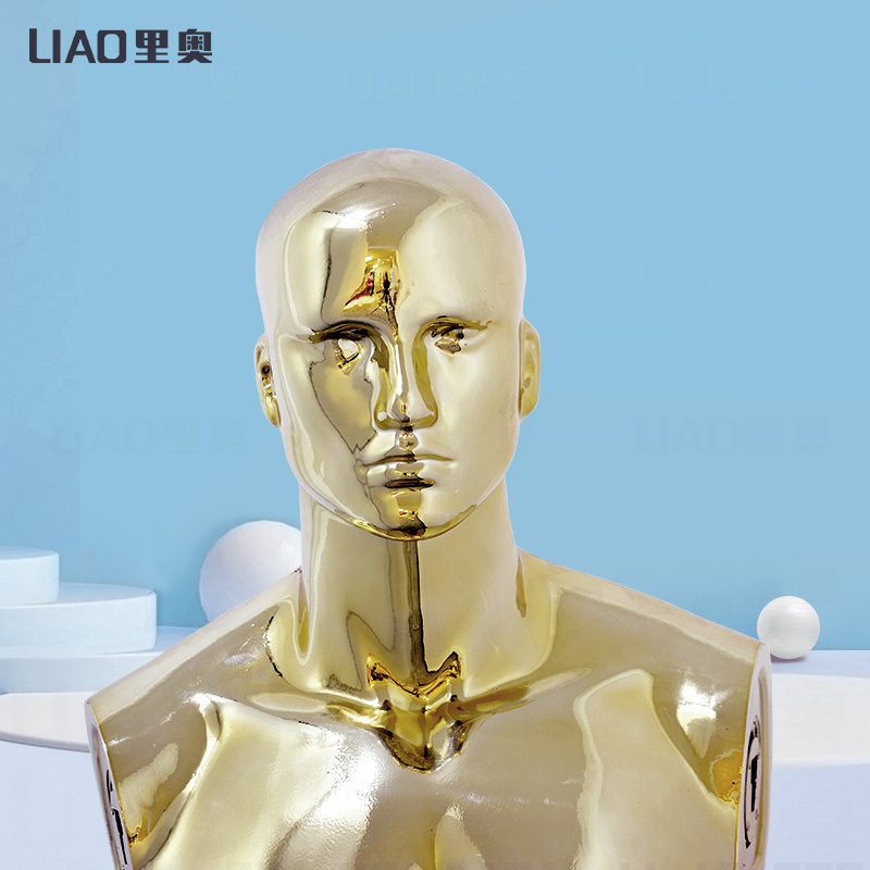 High glossy Gold Chrome Mannequin male large size Electroplating muscle dummy For Apparel Display