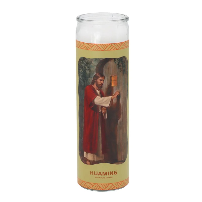 High Quality Wholesale Multi-colored Glass Fragrantless Religious 7 Day Vigil Prayer Church Sacrificial Candles