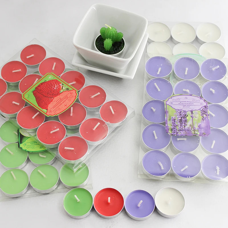 Wedding favors gifts scented white tealight wax candles 100 pack tea lights 8 hour colorful Mini candles