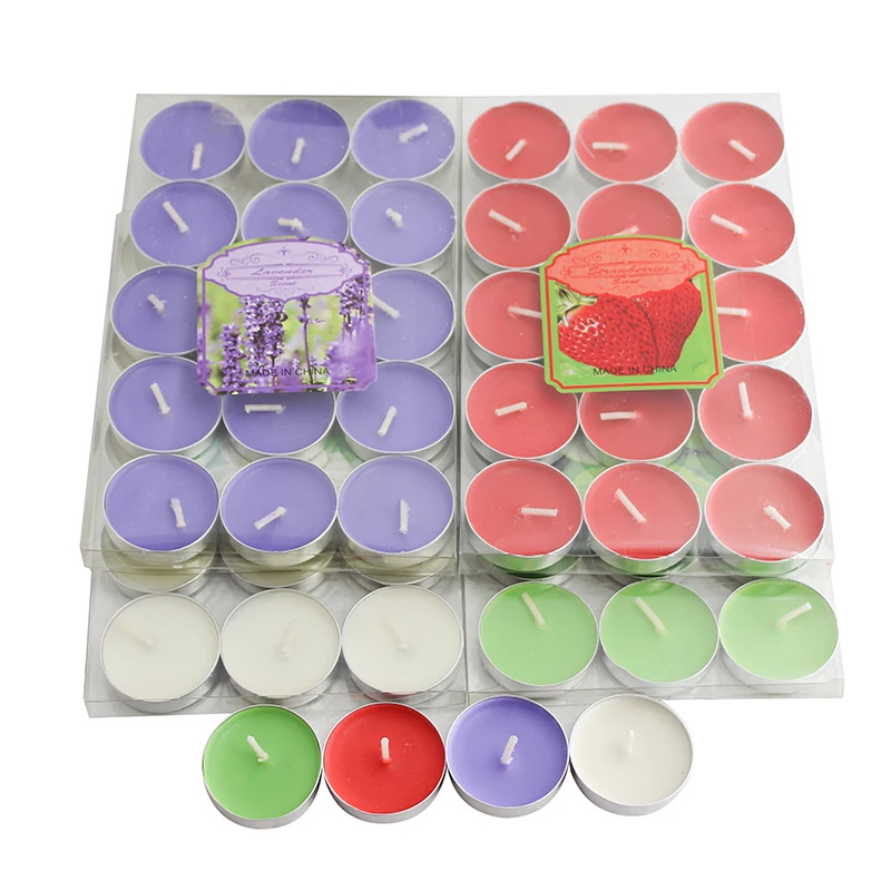 Wholesale Colored Tea Lights 4 Hour Long Burn Night Light Candles Custom Scented Unscented Tealight Candle