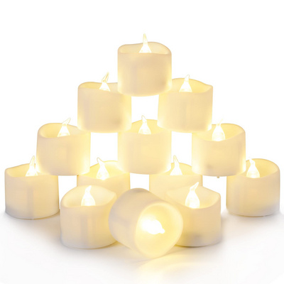 Plastic Wave Mouth Flickering Flameless Led Tea Light Candles 12Pcs With Remote Timer Function Holiday Home Led Tealight Candle