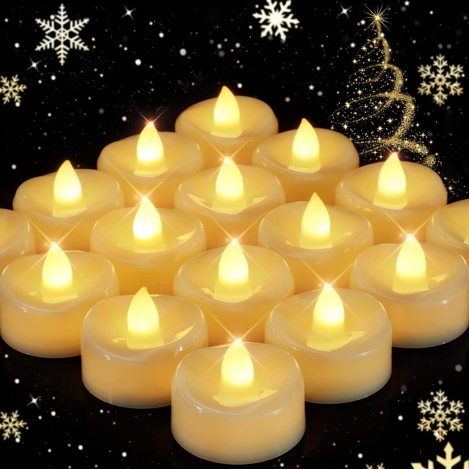 Plastic Wave Mouth Flickering Flameless Led Tea Light Candles 12Pcs With Remote Timer Function Holiday Home Led Tealight Candle