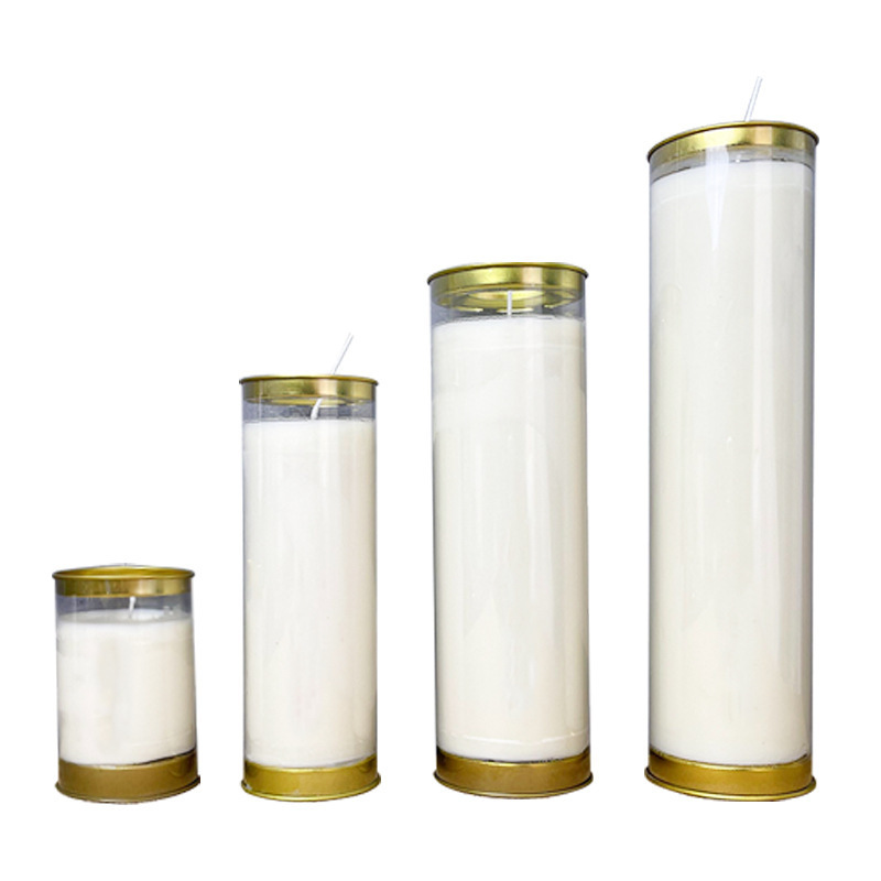 Custom Prayer Candles 7 Day White Church Votive Candles Vegetable Oil Wax in Plastic Jar Candles