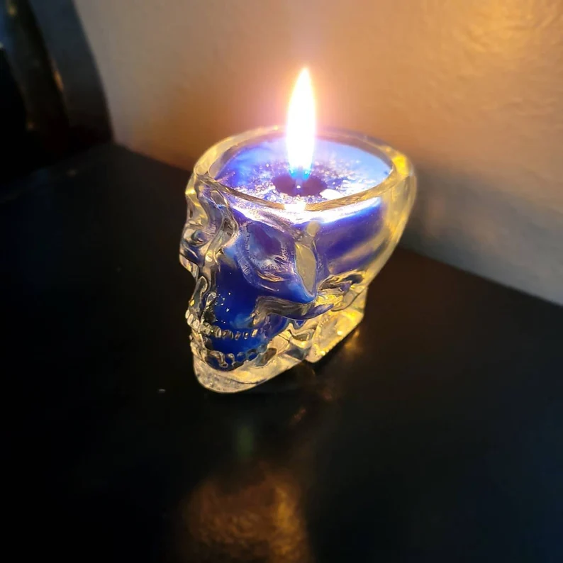 Wholesale New Design Halloween Gift Home Decoration Skulled Skeleton Scented Glass Jar Candle