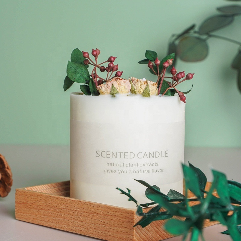 Wholesale soy scented candles dried flowers Home Decoration beautiful day flower and fruit in aroma candles